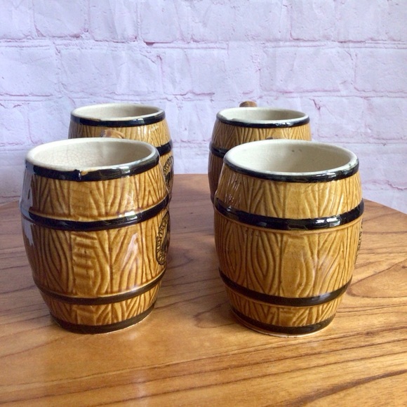 Vintage Old Kentucky Root Beer Barrel Ceramic Mugs - Set of 4 - Picture 2 of 9